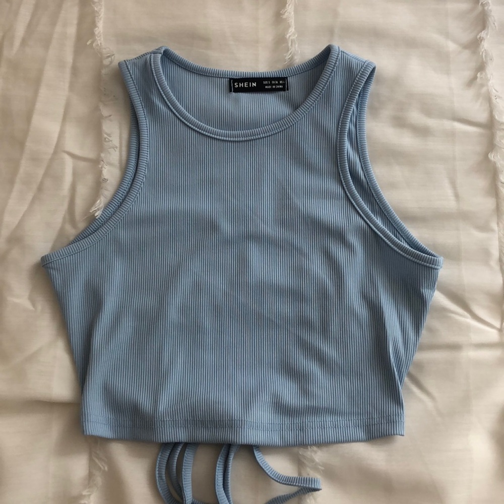 SHEIN Open Back Crop Top